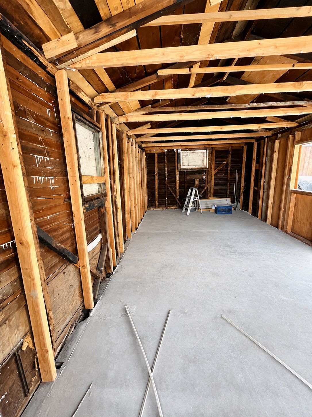 Original garage structure before renovation